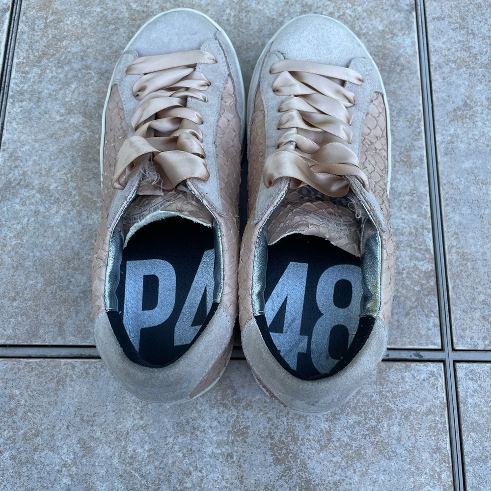 P448 John Pink Python Snakeskin Print Sneakers - image 6